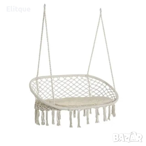 Двойна бежова градинска люлка за двама с възглавници, снимка 9 - Други стоки за дома - 52862515