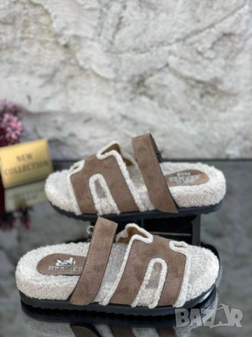 пухени чехли hermes, снимка 3 - Чехли - 51438449