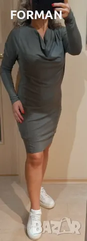 Зелена рокля с гръцко деколте , снимка 1