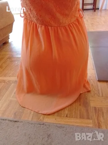 Рокля с дантела и гръб с панделка в прасковен цвят, снимка 6 - Рокли - 47677384