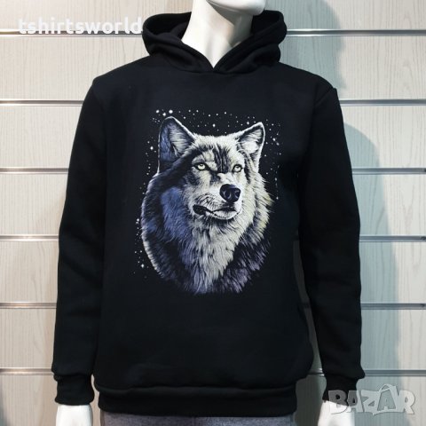 Нов мъжки суичър с дигитален печат Вълк - Звезди, Серия вълци, снимка 5 - Суичъри - 38906774
