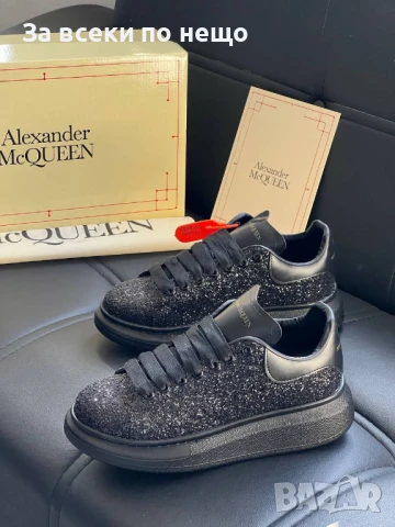 Alexander Mcqueen Дамски Черни Блестящи Маратонки👟Дамски Спортни Обувки Александър Макуин Код E654