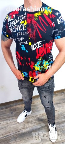 ✅🔥Мъжка тениска 🛑S M  ICON с цветен принт ✅ТОП модел    , снимка 1 - Тениски - 37387338
