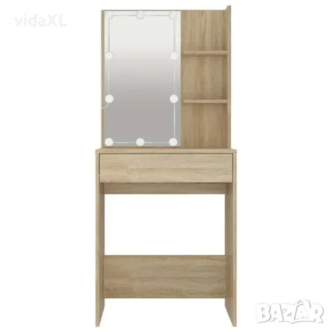 vidaXL Тоалетка с LED, дъб сонома, 60x40x140 см, снимка 5 - Тоалетки - 56147798