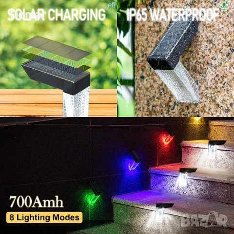 Стълбищни соларни светлини Студено бяло + промяна на цвета, снимка 5 - Соларни лампи - 41068264