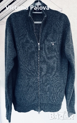 Класически сив кардиган/ жилетка с цип премиум GANT Швеция