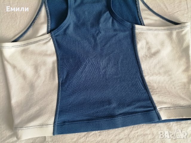 Nike FIT DRY оригинално дамско спортно бюстие в син и бял цвят р-р L, снимка 11 - Корсети, бюстиета, топове - 42176455