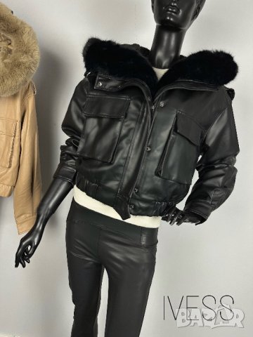 Зимно дамско кожено яке , снимка 4 - Якета - 42622303