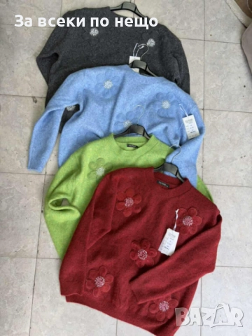 Дамски Пуловер С Дълъг Ръкав С Цветя - Налични Различни Цветове Код I_232