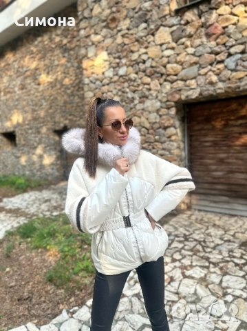 Зимно яке палто ModaQueen алкантара с лисица