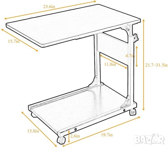 Мултифункционална помощна масичка с колелца 103-1-OK, снимка 3 - Маси - 42086393