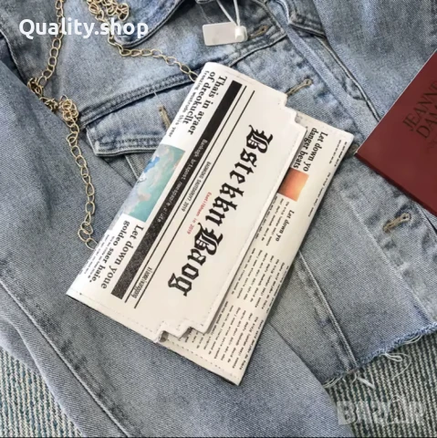 Чанта с дизайн на вестник, снимка 6 - Чанти - 50940609