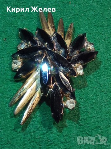 СТАРА ПОЗЛАТЕНА ВИНТИДЖ БРОНЗОВА АРТ НУВО СТИЛ РЕТРО БРОШКА с КРИСТАЛИ 71717, снимка 14 - Антикварни и старинни предмети - 35996988