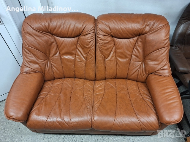 Диван двойка естествена кожа , снимка 2 - Дивани и мека мебел - 52065595
