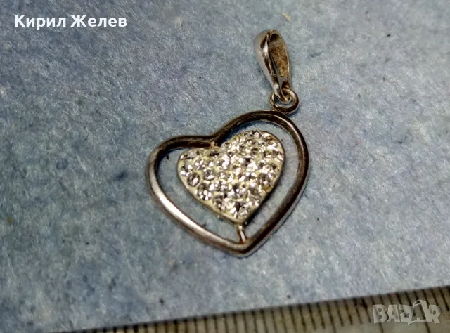 НЕЖЕН АЖУРЕН СРЕБЪРЕН МЕДАЛЬОН СЪРЧИЦЕ РОДИРАНО СРЕБРО 925 ПРОБА с БЛЕСТЯЩИ ЦИРКОНИ 48895, снимка 6 - Колиета, медальони, синджири - 49142226