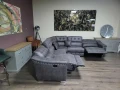 Кафяв ъглов диван от плат La-z-boy с ръчен релаксиращ механизъм, снимка 9
