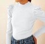 Бяла Блуза С Набрани Ръкави, снимка 1 - Блузи с дълъг ръкав и пуловери - 39956529