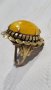 Старинен пръстен с кехлибар , снимка 1 - Антикварни и старинни предмети - 44296195