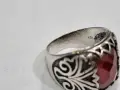Сребърен пръстен с кехлибарен камък, снимка 5