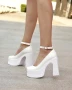 Обувки на ток - бяла кожа - KLS80

, снимка 1