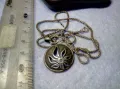 ФЛОРАЛЕН СРЕБЪРЕН МЕДАЛЬОН сФИНА СРЕБЪРНА ВЕРИЖКА СРЕБРО 925 с НУЖДА от РЕМОНТ на ЗАКОПЧАЛКАТА 49776, снимка 12