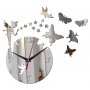  Огледален сребрист стенен часовник пеперуди фея, снимка 1 - Стенни часовници - 34407440