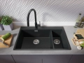 Графит кухненска гранитна мивка Осло 80 Duo Top 780x500 мм, снимка 4