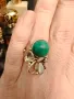 Стар сребърен пръстен с естествен малахит, снимка 2