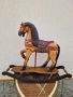 Уникална огромна антикварна дървена фигура играчка люлка , снимка 2