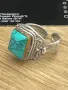 Сребърен пръстен със имитационнен камък на тюркоаз 925/5,13 грама , снимка 8