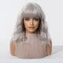 Сива вълнообразна перука с бретон – 35 см, снимка 7