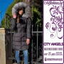 Дълго дамско яке City Angels с вталена кройка, естествен пух от лисица, снимка 2