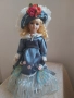 Винтидж немска порцеланова кукла в празнична рокля като ново, снимка 5