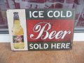 Метална табела леденостудена бира бутилка beer ice cold sold here, снимка 1