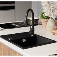 Кухненска мивка от Гранит модел Ибиса 620 Компакт - Черна, снимка 5 - Други - 35868647
