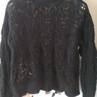 Черен мрежест овърсайз пуловер, снимка 1 - Блузи с дълъг ръкав и пуловери - 34805620