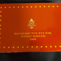 Ватикана PROOF 2008 г. - комплектен сет от 1 цент до 2 евро + възпоменателен сребърен медал, снимка 1 - Нумизматика и бонистика - 44736907