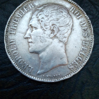 5 франка 1865 година Белгия сребро, снимка 3 - Нумизматика и бонистика - 44826686