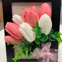 Подарък за свети Валентин с ароматни цветя , снимка 3 - Изкуствени цветя - 39643874