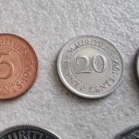 Монети. Мавриций. 5, 20  цента.  1/2 , 1  и 10 рупии. 5 бройки., снимка 2 - Нумизматика и бонистика - 42287455