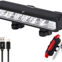 Комплект предни фарове и задни светлини за велосипед  водоустойчиви мощни LED USB акумулаторни, снимка 2 - Велосипеди - 44150214