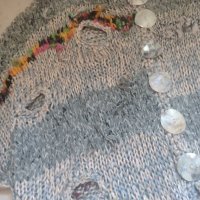 Ръчно плетена спорно елегантна лятна блуза с големи копчета, снимка 14 - Блузи с дълъг ръкав и пуловери - 41402568