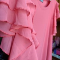 Еластична розова рокля с къдрици , снимка 2 - Рокли - 18853100