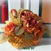 Ратанова кошничка с рози, снимка 2 - Подаръци за рожден ден - 42552489