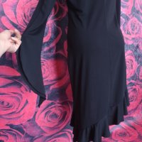 Черна вечерна рокля под коляно с къдри Л , снимка 3 - Рокли - 41918608