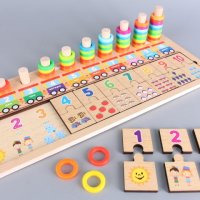 Образователна игра с дървен пъзел - влакче , снимка 4 - Игри и пъзели - 42008822