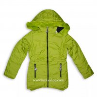 Зелено зимно яке с качулка за момиче на 11-13 г., снимка 1 - Детски якета и елеци - 39732729