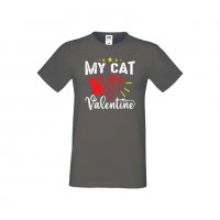 Мъжка тениска Свети Валентин My Cat Is My Valentine 1, снимка 6 - Тениски - 35715778