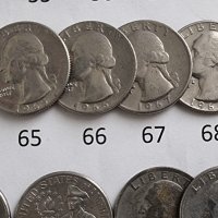 Монети. САЩ. 1/4 Американски долари . Quarter . Пълен комплект. 33  бройки. От 1965 до 1998 г. вкл., снимка 3 - Нумизматика и бонистика - 30118402