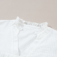 Дамска блуза в бяло с къси бухнали ръкави и бродерия с флорален мотив, снимка 8 - Други - 44741244